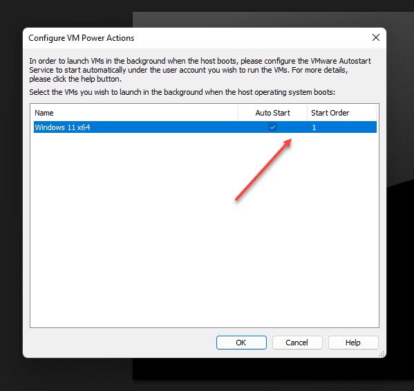 Configuring the autostart order of VMware Workstation 22H2 VMs