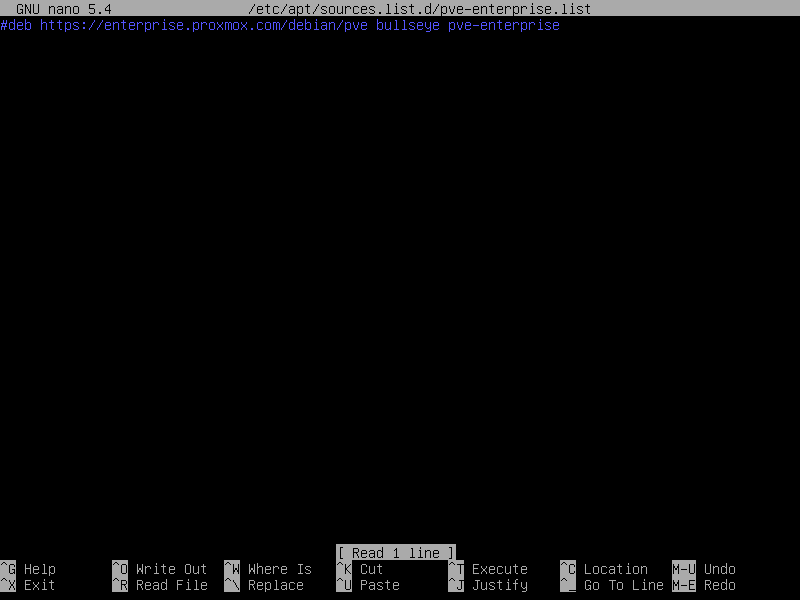 Editing the pve enterprise.list file