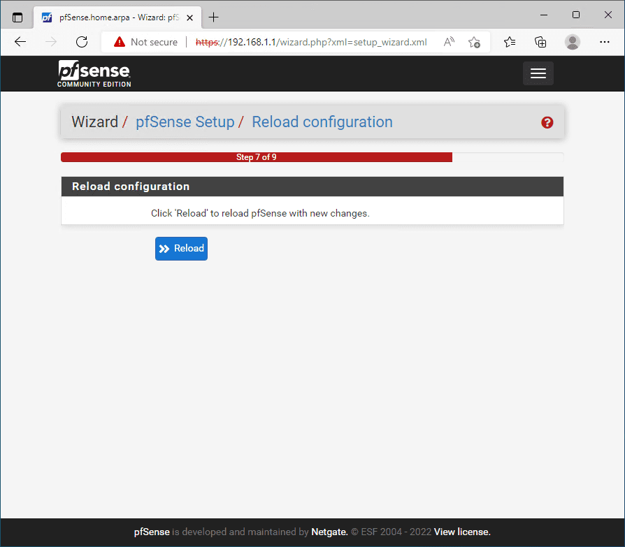Reload pfSense with the new configuration