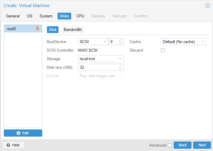 Select the storage location for the pfSense VM in Proxmox