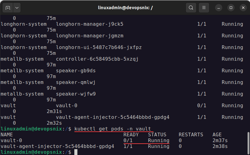 Install Hashicorp Vault in Kubernetes