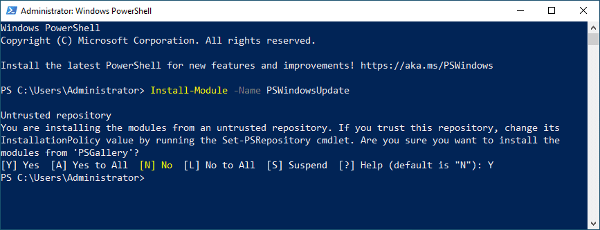 Accept the untrusted repository to install the module