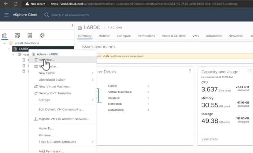 Adding a VMware ESXi server to VMware vCenter