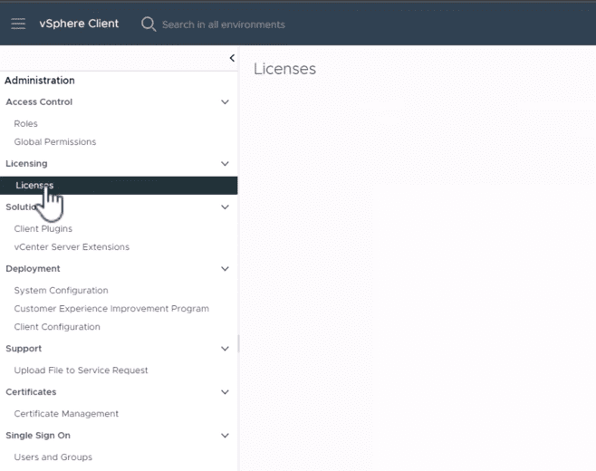 Adding licenses in VMware vCenter