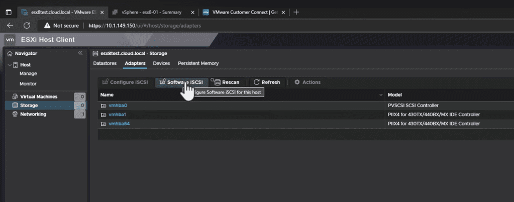 Adding the Software iSCSI adapter