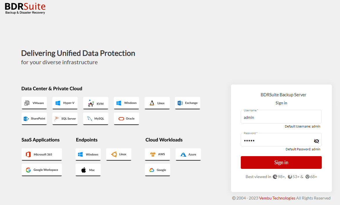 BDRSuite can protect data on premises endpoints cloud workloads and Saas among others