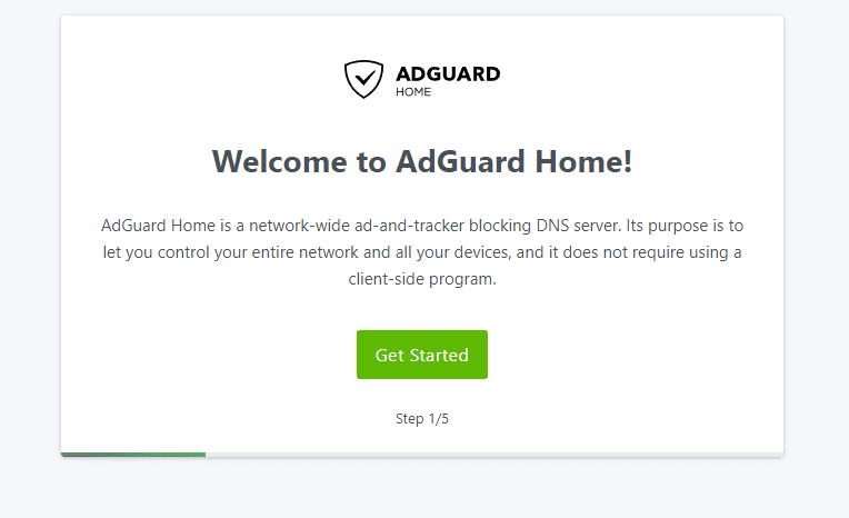 Beginning the Adguard initial configuration