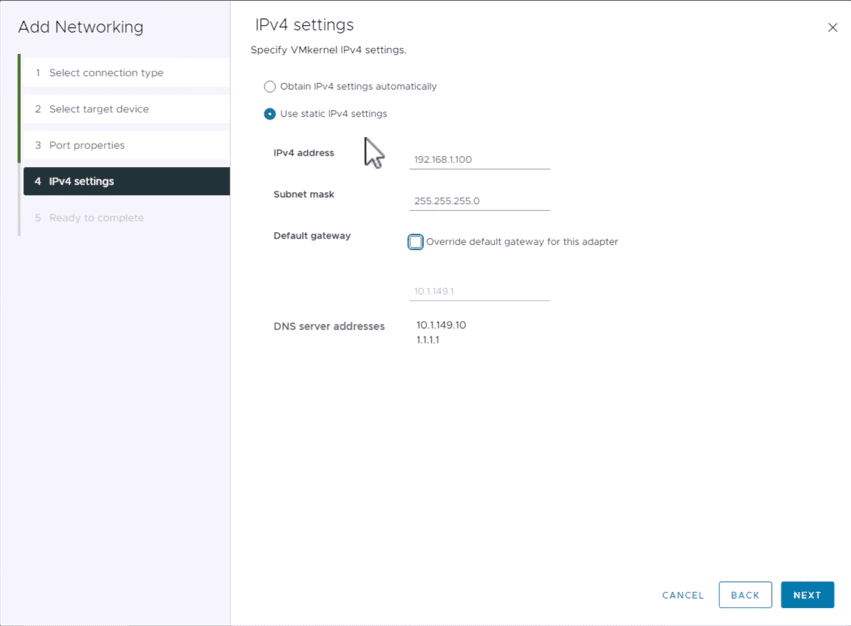 Configuring the IPv4 address