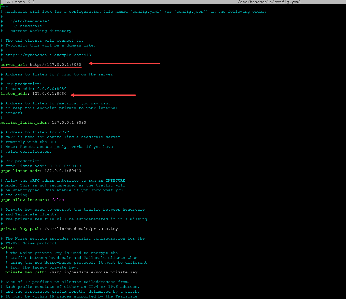 Customizing the Headscale configuration file