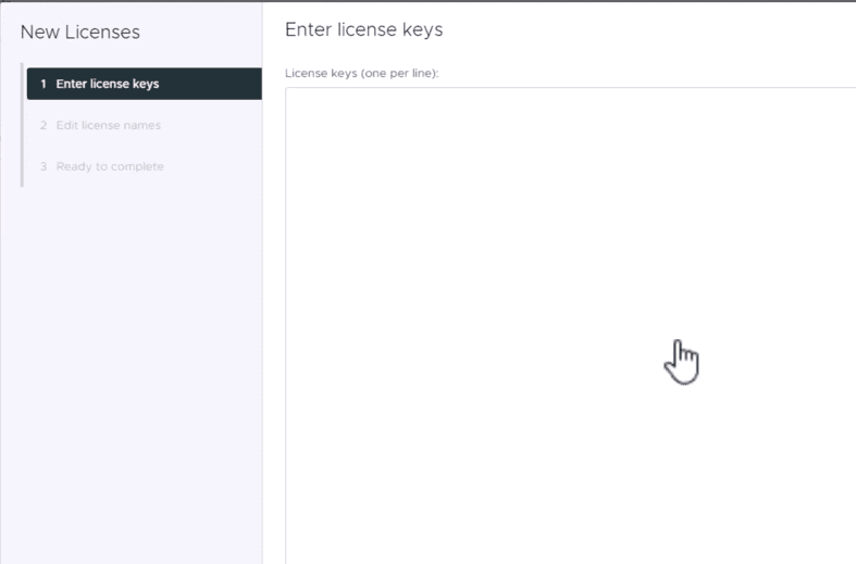 Entering license keys