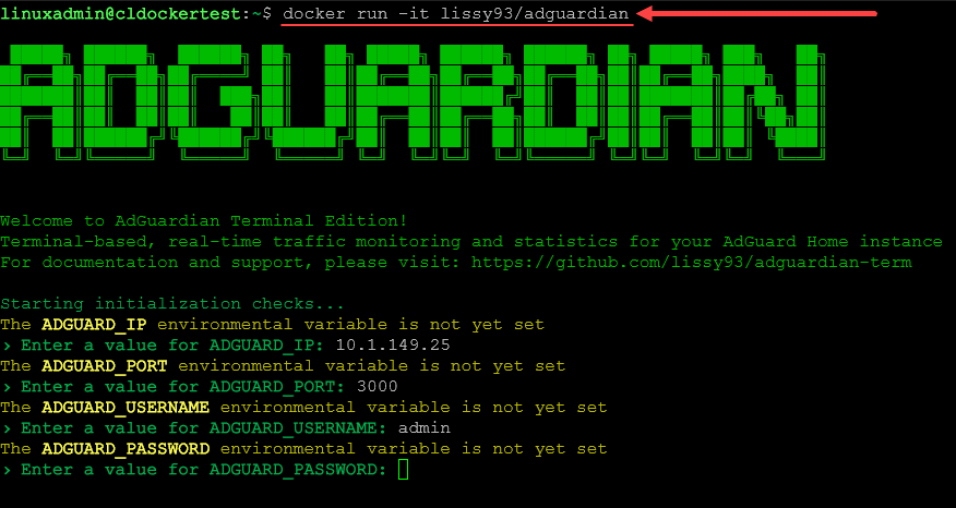 Running the Adguardian DNS monitoring solution