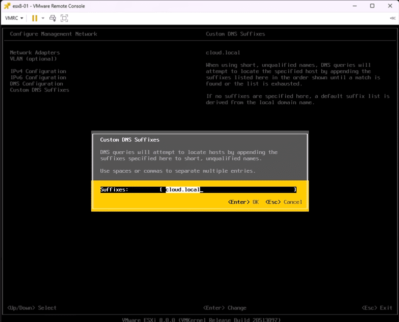 Setting the DNS suffixes