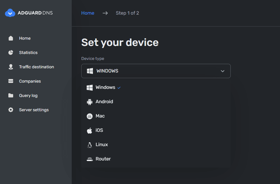 Setting up Adguard DNS devices