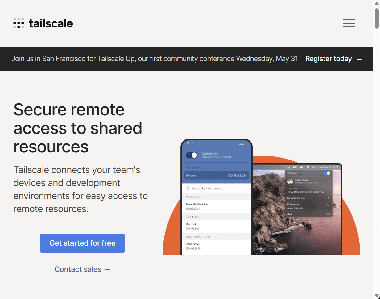 Tailscale remote network VPN solution