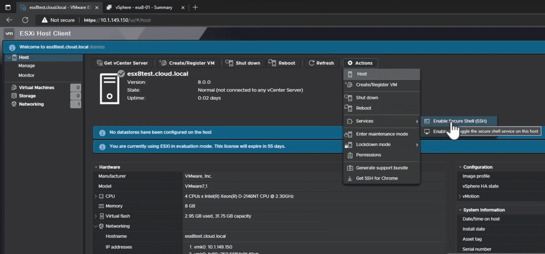 The new vSphere 8.0 ESXi host client