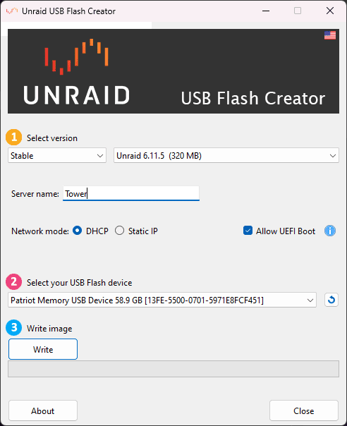 USB Flash Creator for Unraid