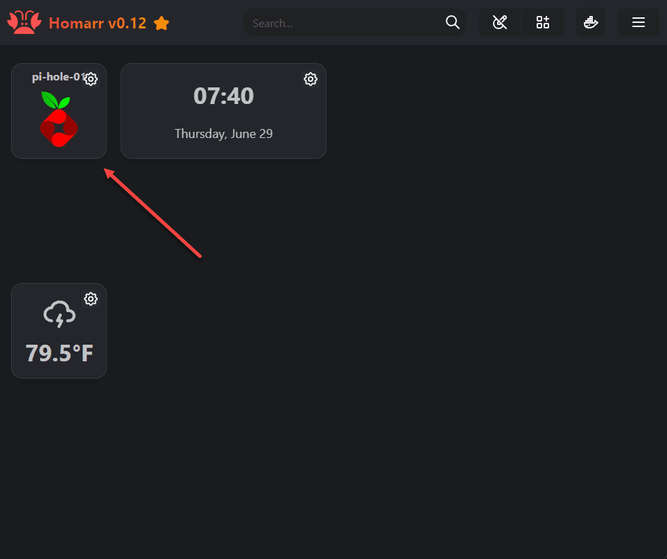 Pi Hole successfully added to the dashboard