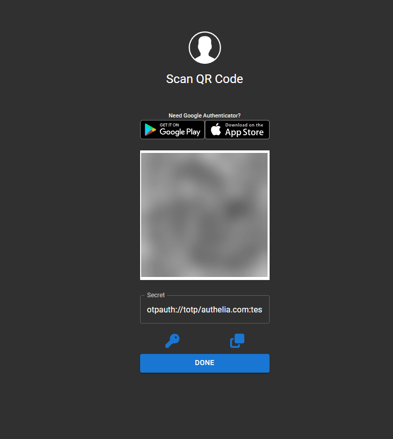 Scan the QR code to register your device in Authelia