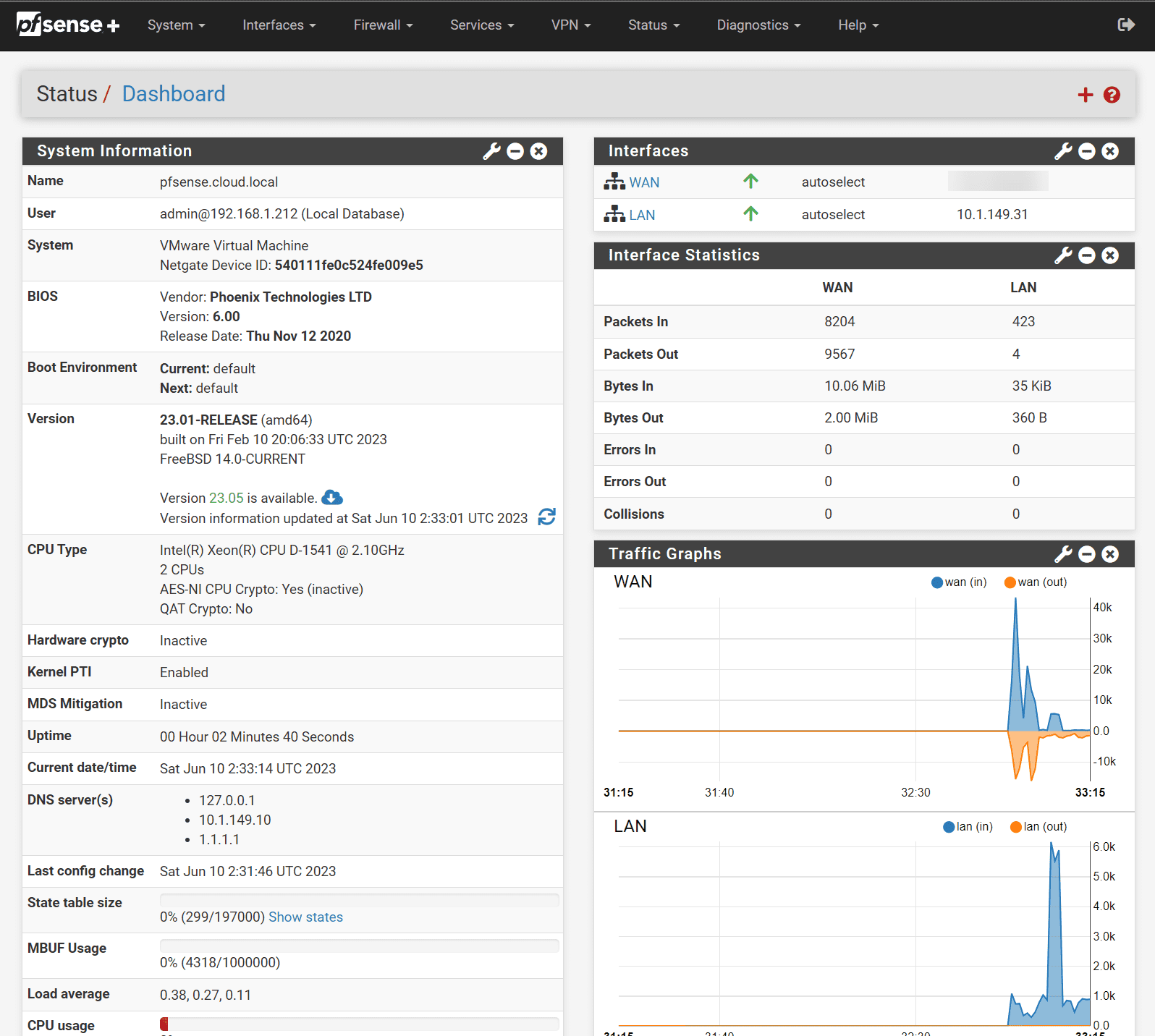 pfSense Plus interface 1