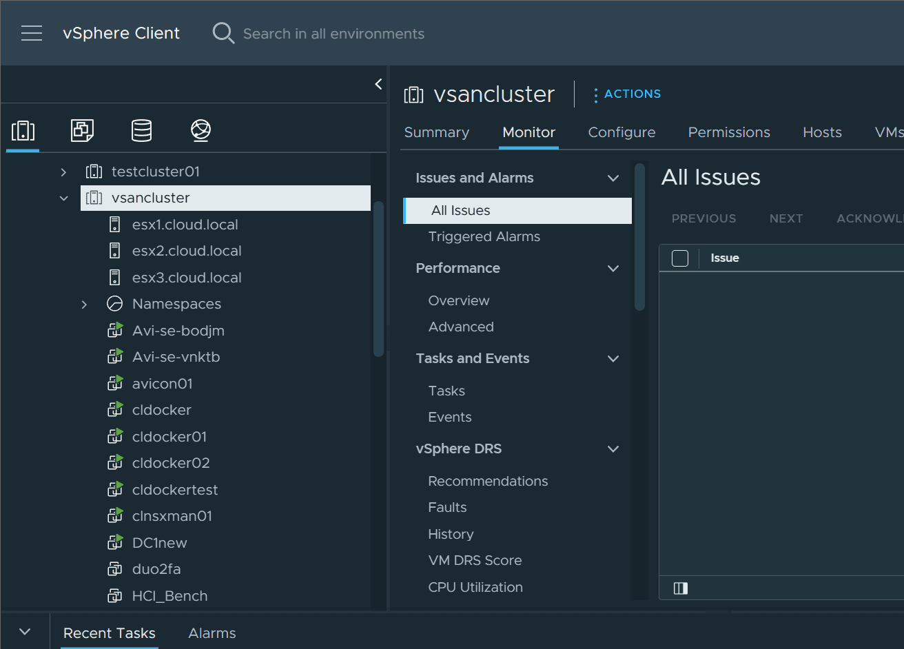 A VMware vSphere server cluster running many virtual machines