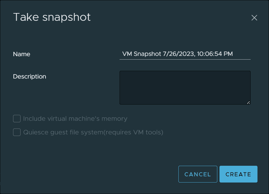 A virtual machine allows taking a VM snapshot for quick rollbacks