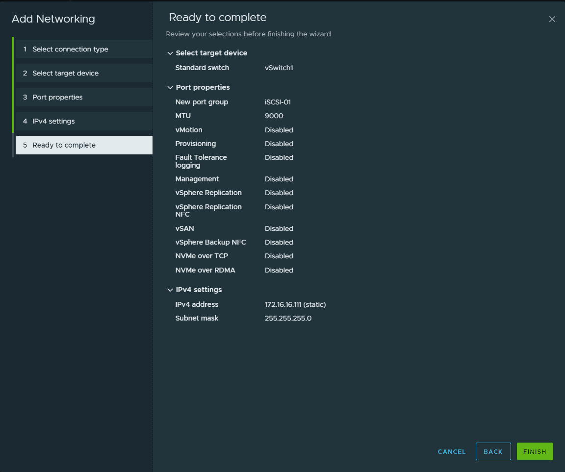 Add VMkernel port for iSCSI traffic