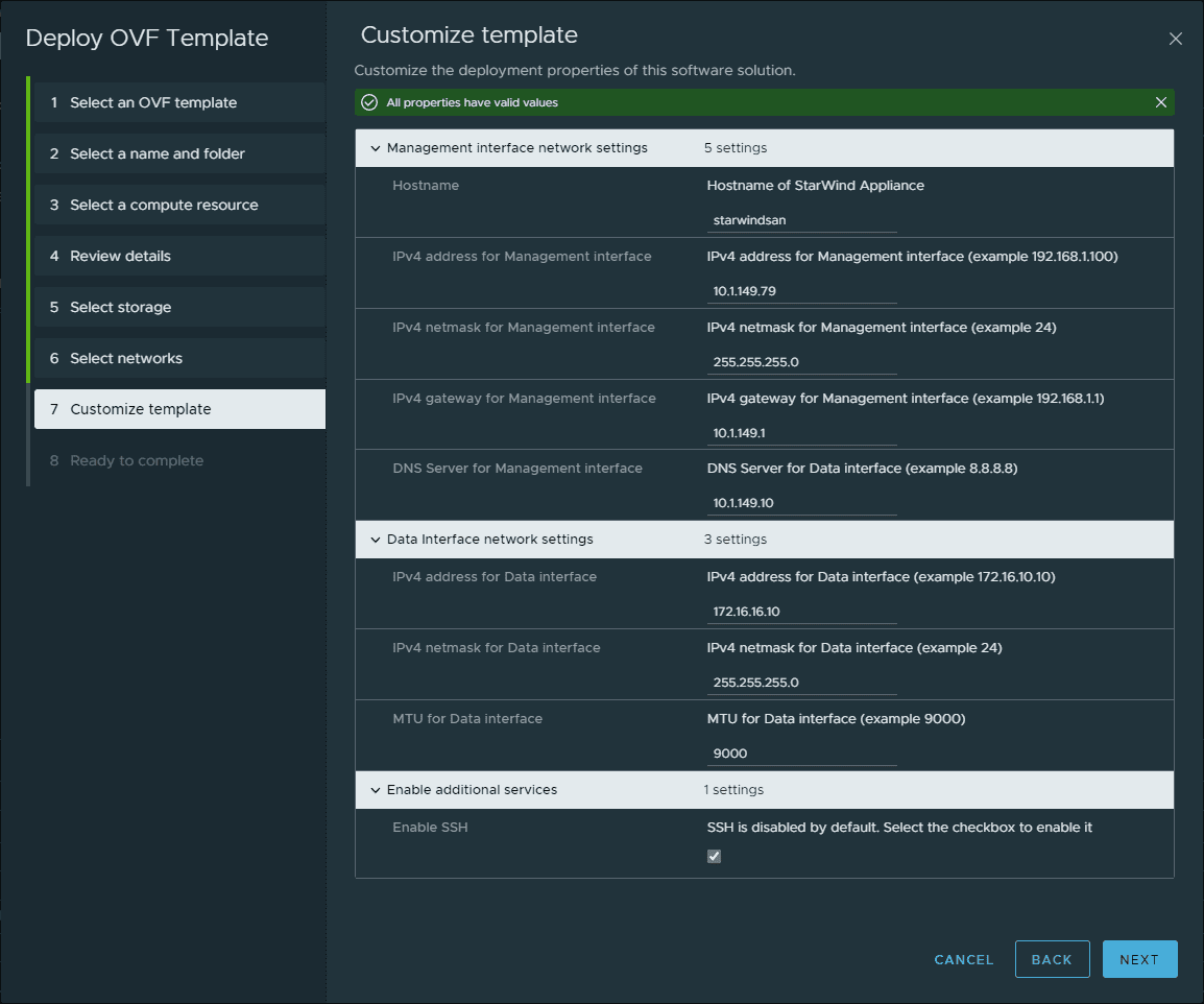 Deploying the StarWind SAN appliance in VMware vSphere