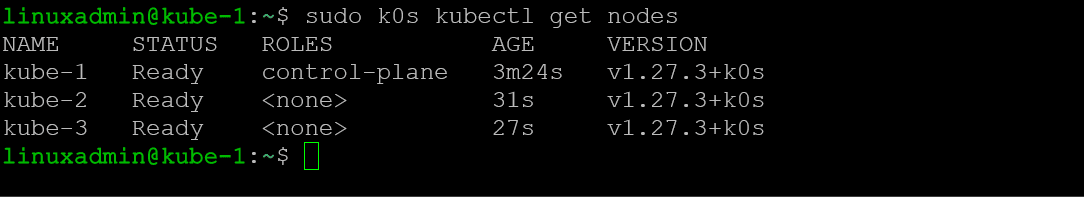 Get the nodes in the k0s cluster
