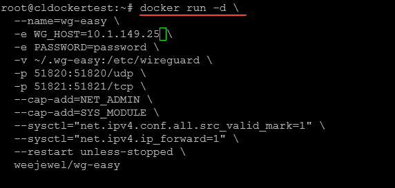 WG Easy Docker run command