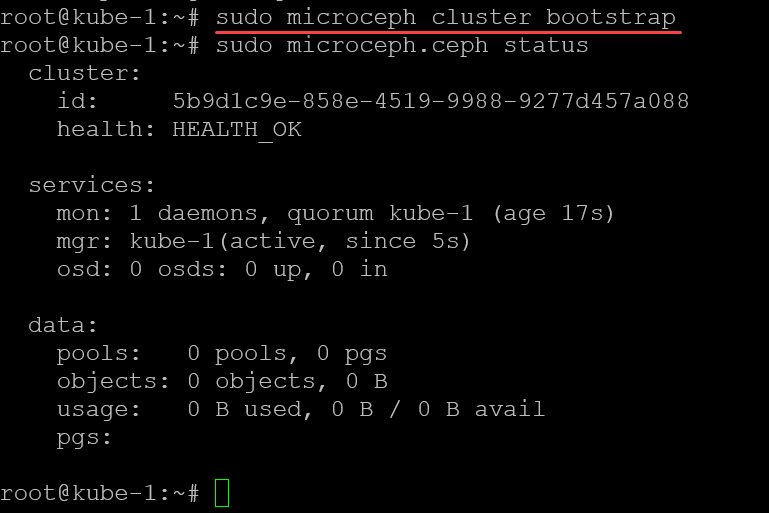 Bootstrapping the microceph cluster