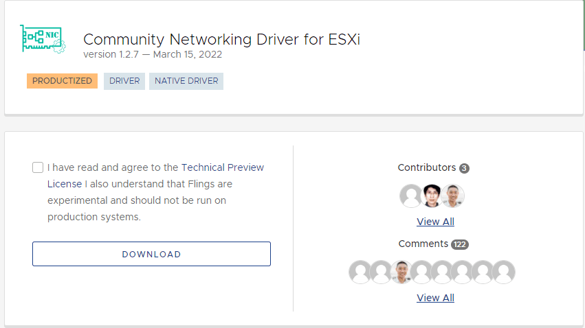 Community Networking Driver VMware Fling