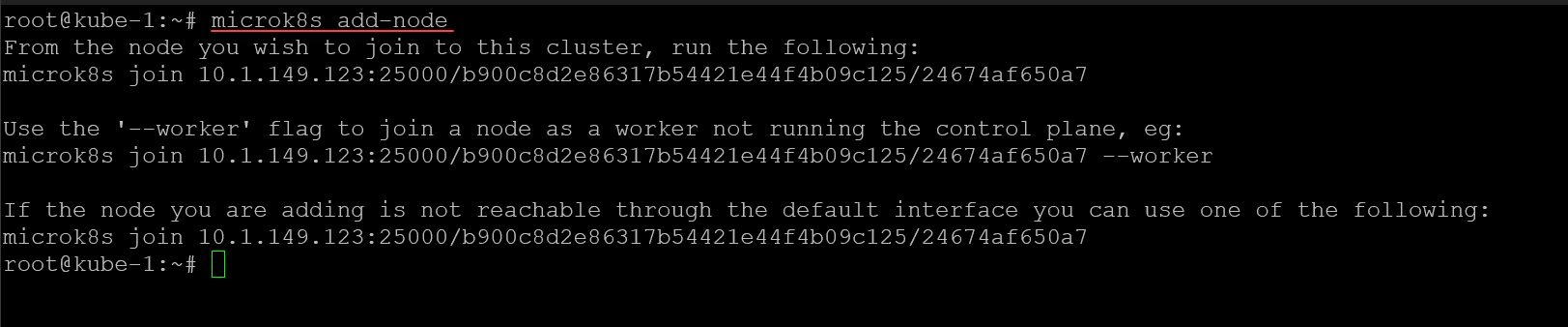 Creating the join token for adding nodes to the cluster