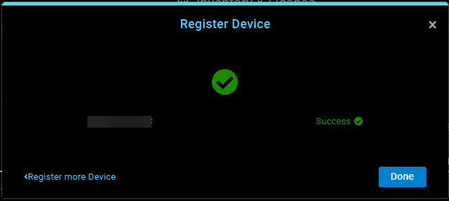 Device registered successfully