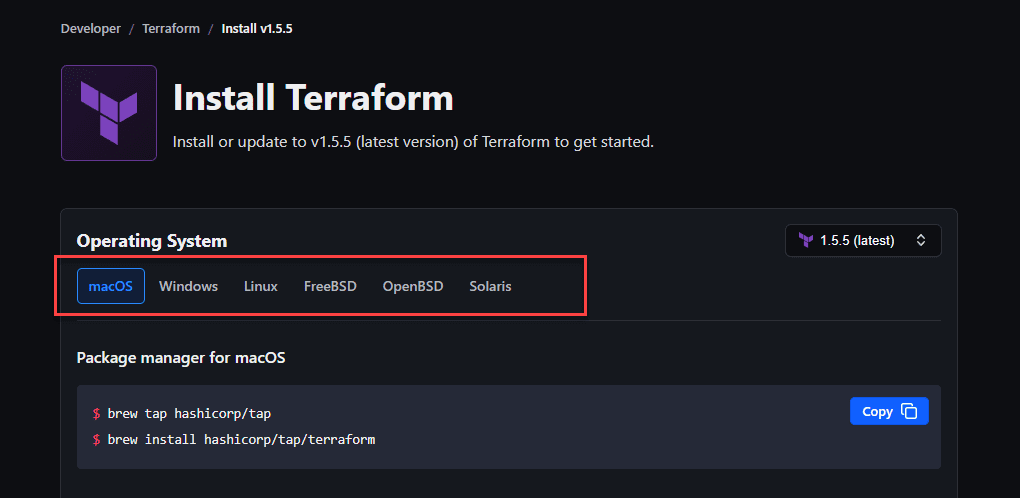 Download and install the Terraform binary