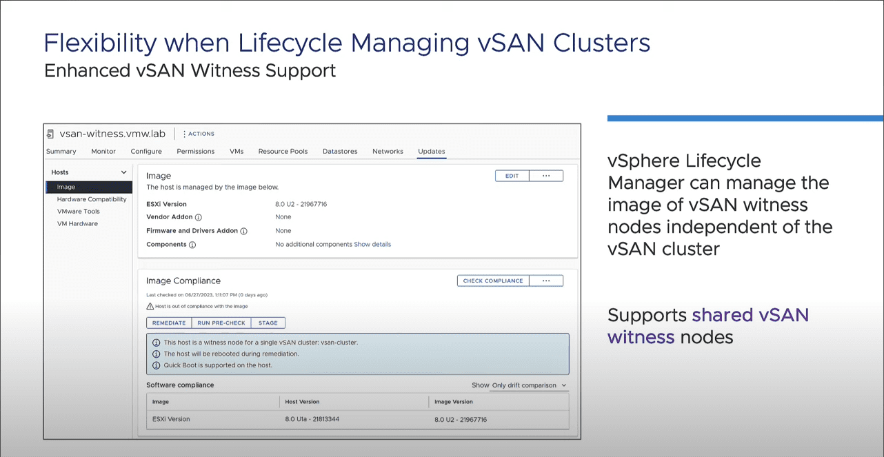 Enhanced Lifecycle Manager with additional vSAN witness node support
