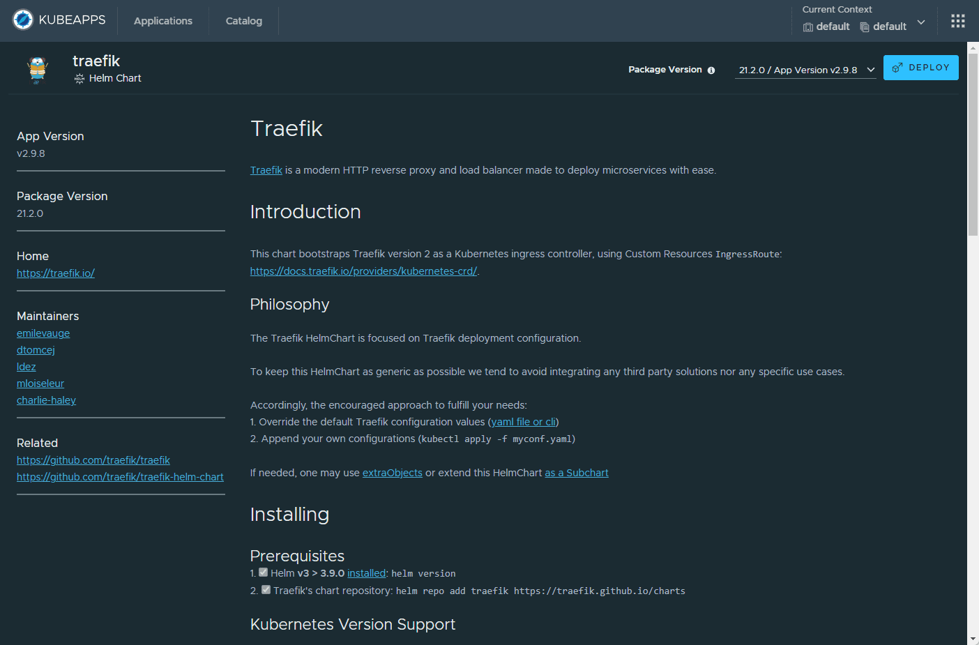 Installing Traefik using Kubeapps