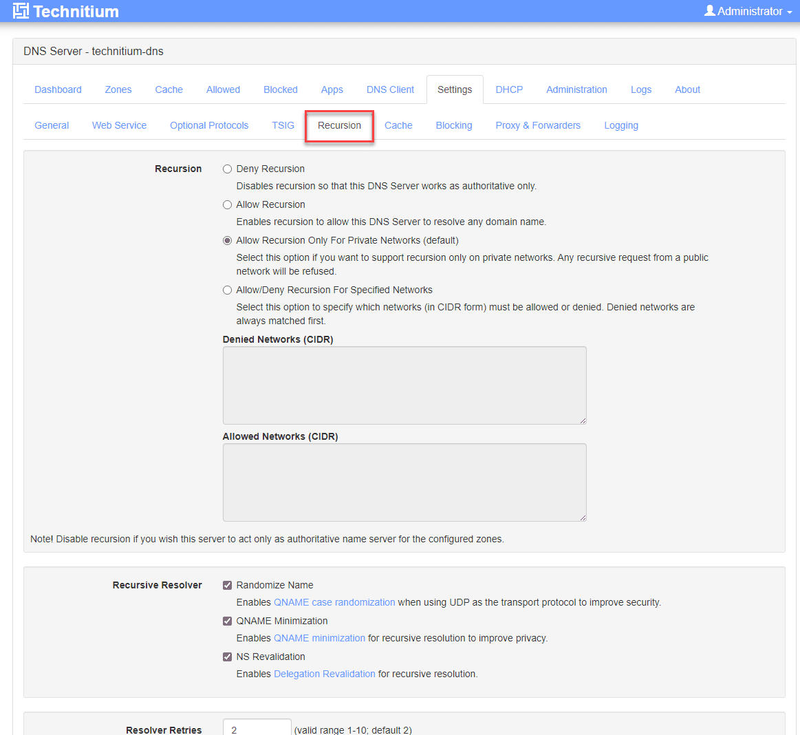 Recursion configuration