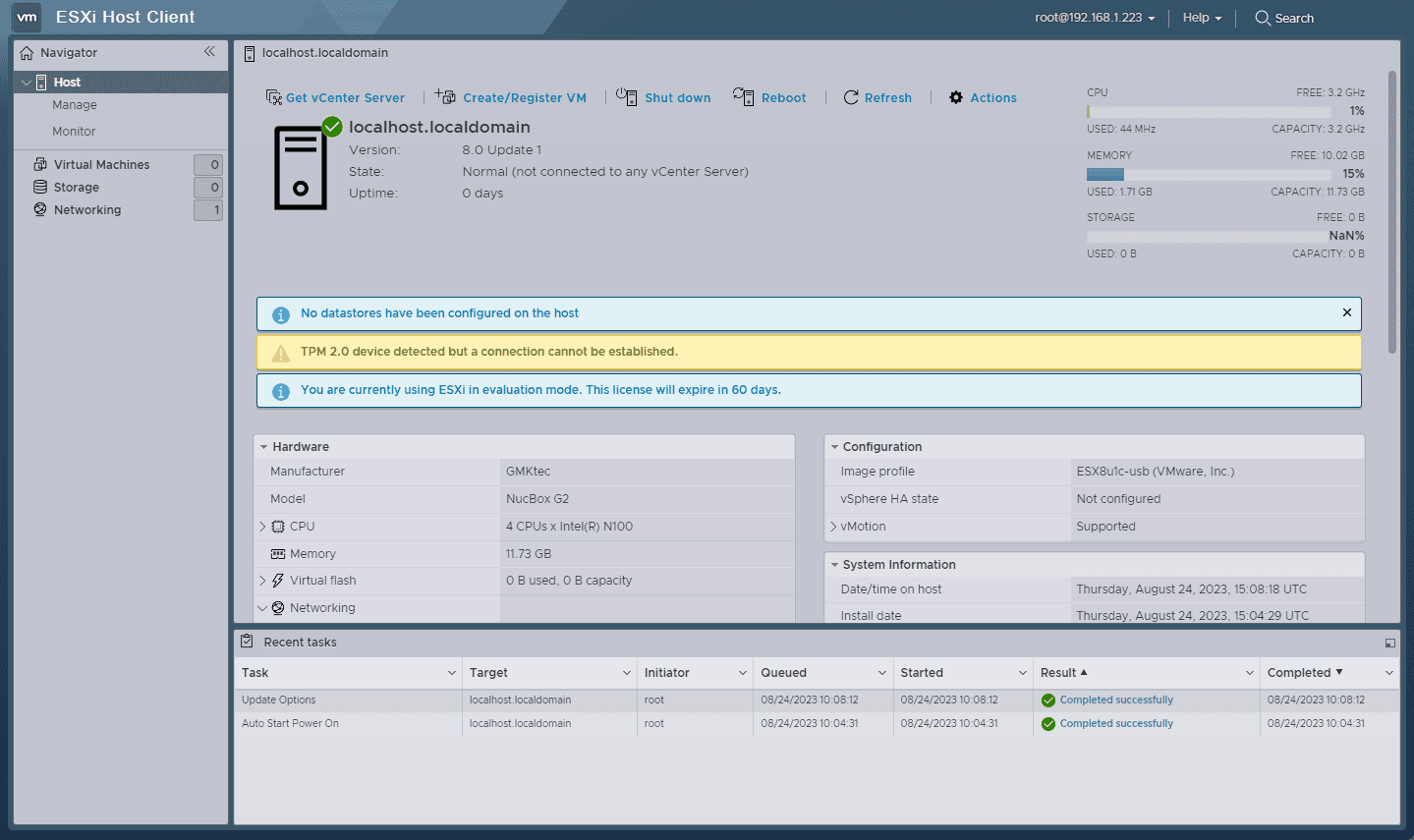 Running ESXi on the GMK mini server