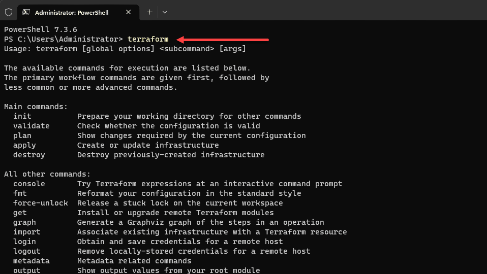 Running terraform from the command line 1