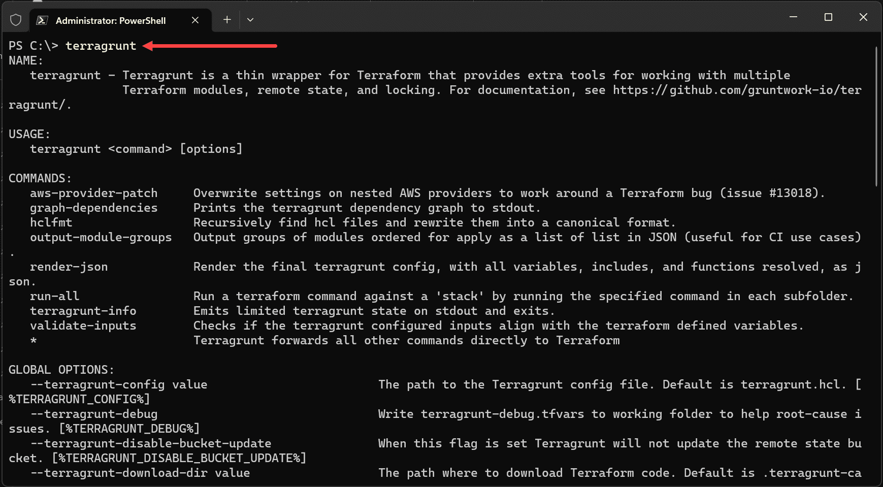 Running terragrunt from the command line