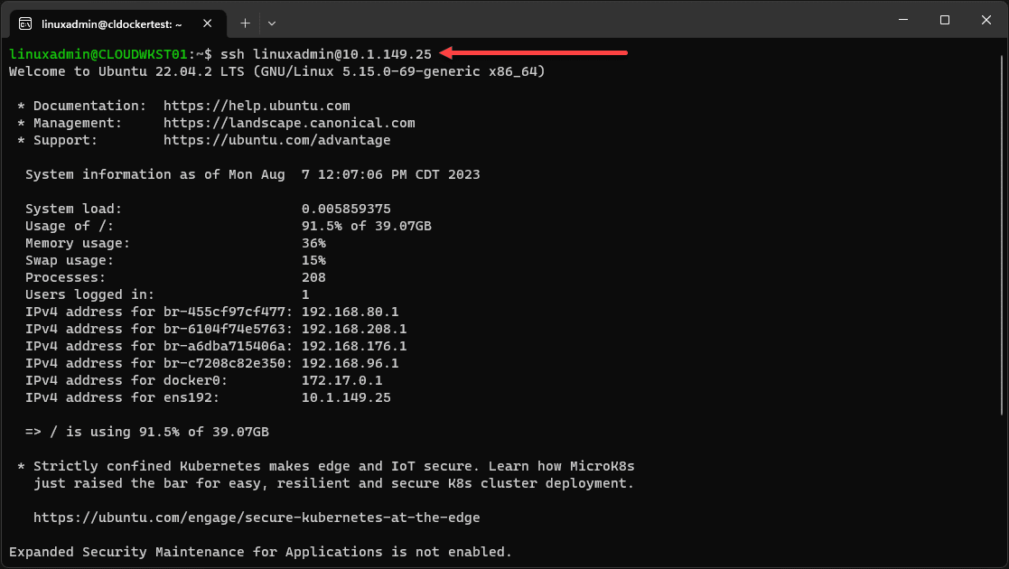 Testing SSH connectivity