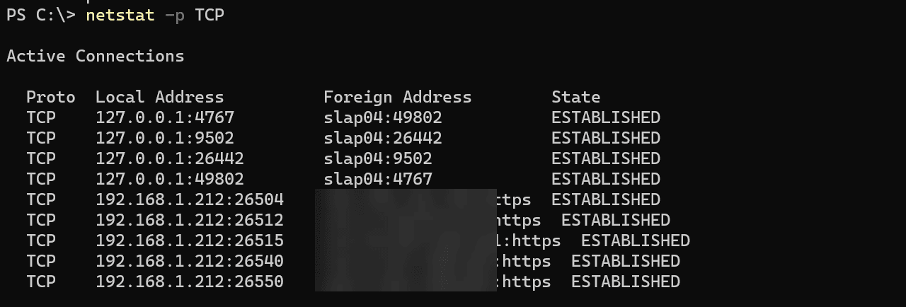 The netstat command to view statistics of a specific protocol