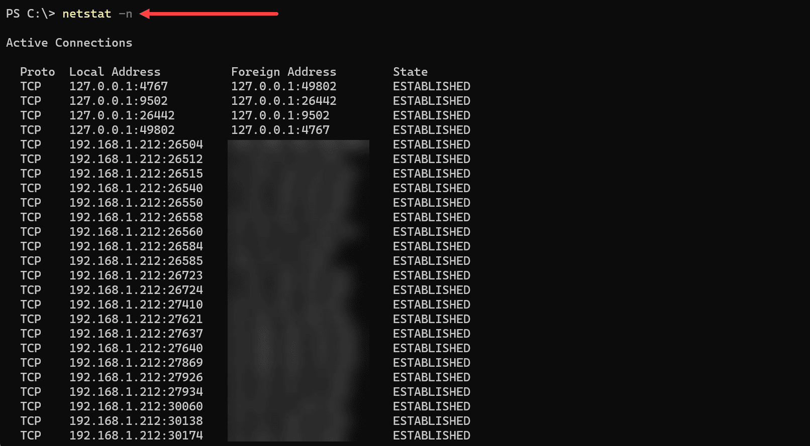 The netstat n parameter