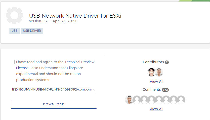 USB Network Driver for ESXi