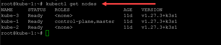 Using the kubectl get nodes command