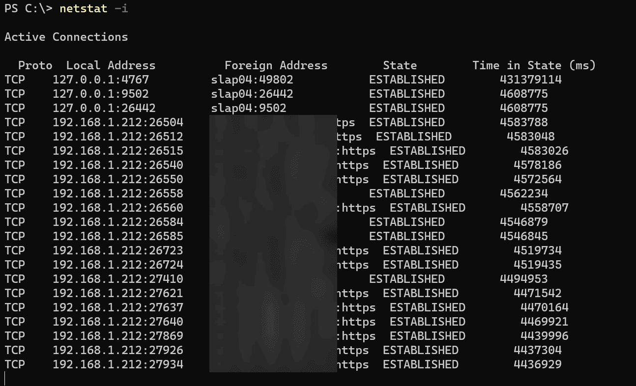 Using the netstat i parameter