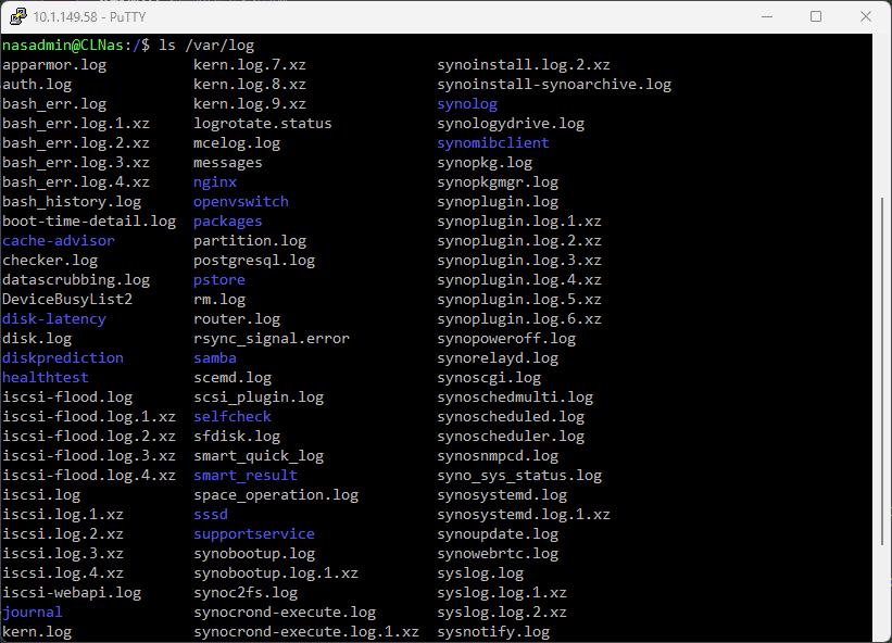 Viewing Synology logs from the terminal prompt