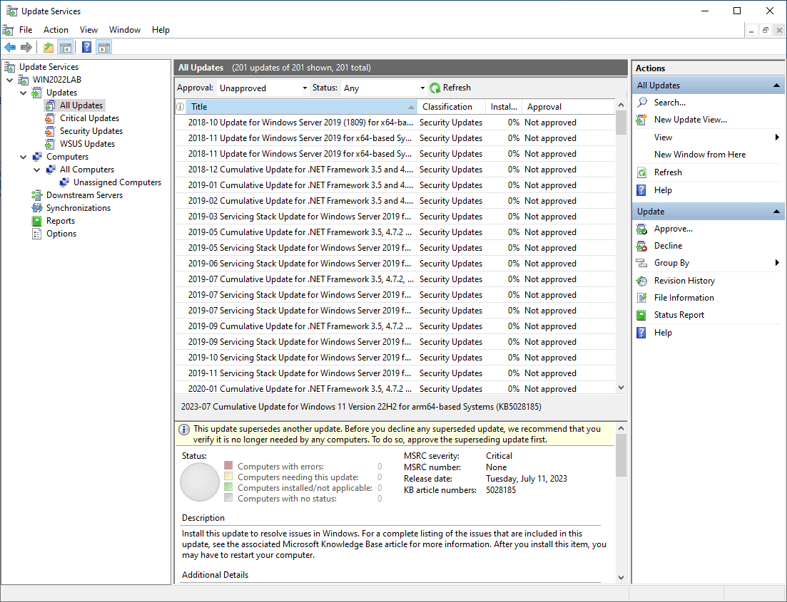 WSUS server for automating Windows updates