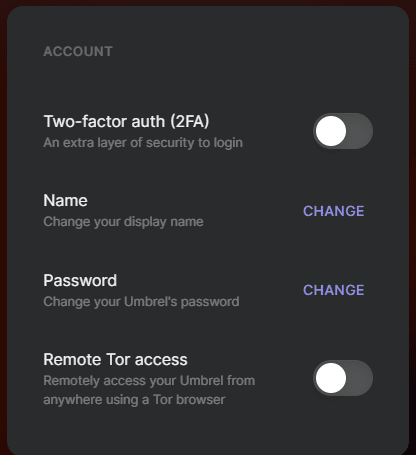 2fa and tor settings