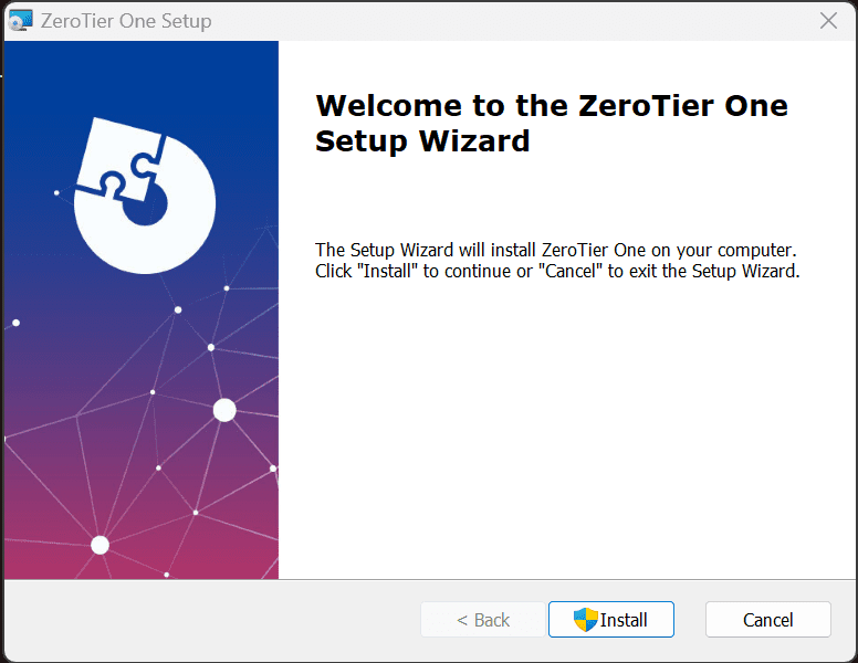 Beginning the installation of zerotier one